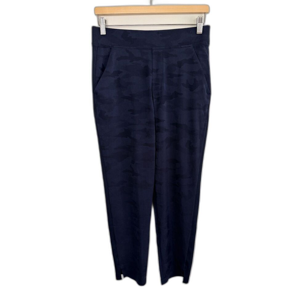 Athleta Brooklyn Ankle Camo Pants Womens 6 Navy Blue Travel Stretch Tapered